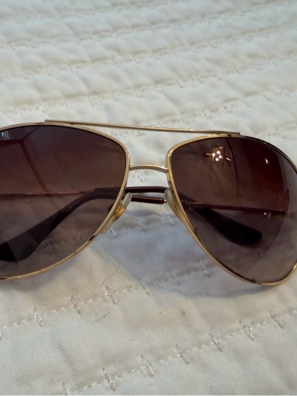 Ray-Ban Gold Frame Aviator Sunglasses with Brown Lenses